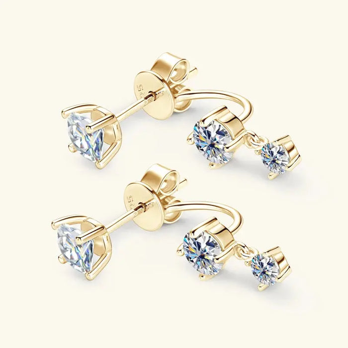 Moissanite Stud Earrings – D-Color VVS1 2-in-1 Sterling Silver SF