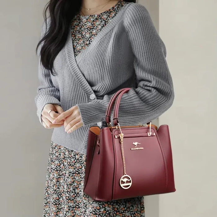Women’s PU Leather Tote Bag – Fashion Soft Casual Handbag with Zipper Closure 