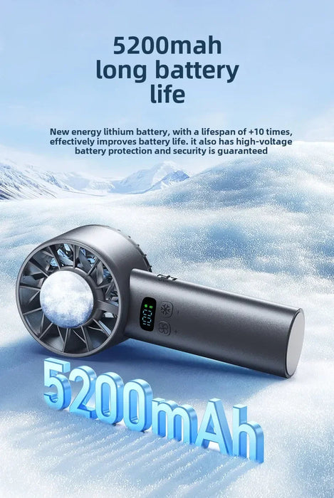 Portable Ice Cooling Handheld Fan – 5200mAh USB Rechargeable High-Speed Mini Fan Sf