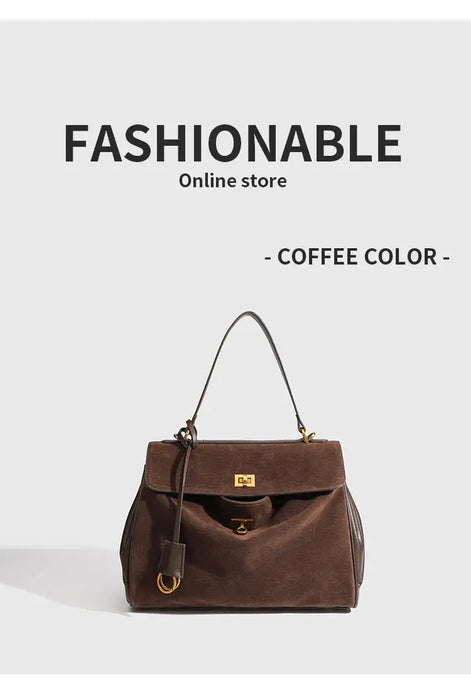 Microfiber Leather Shoulder Bag – Large Square with Lock SF