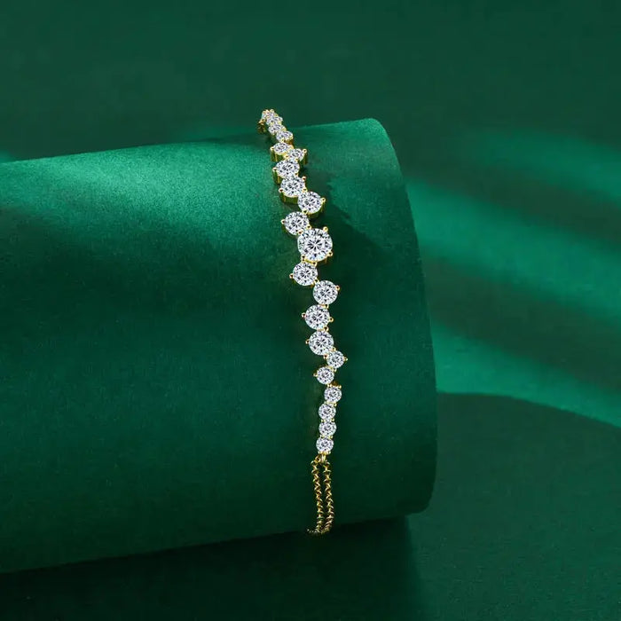 Moissanite Bracelet – Adjustable 925 Sterling Silver Design SF