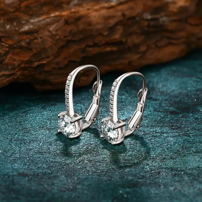 925 Sterling Silver Drop Earrings – 1ct D-Color Moissanite SF