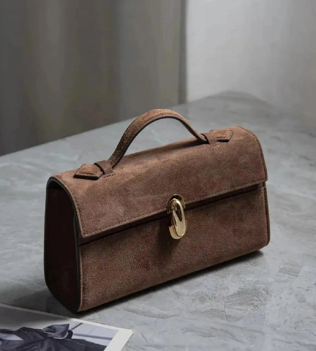 Women’s Leather Baguette Handbag – Minimalist Day Clutch SF