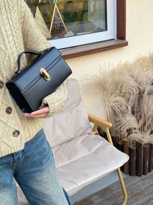 Women’s Leather Baguette Handbag – Minimalist Day Clutch SF