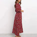 Women’s V-Neck Floral Maxi Dress – High-Waist Slit for Effortless Boho Chic - Samanta Factory