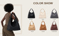 Women’s Woven PU Leather Tote Bag – Soft Handcrafted Shoulder Bag SF