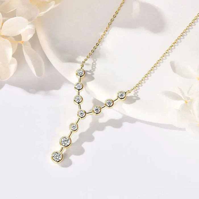 925 Sterling Silver Moissanite Y-Shaped Pendant Necklace SF