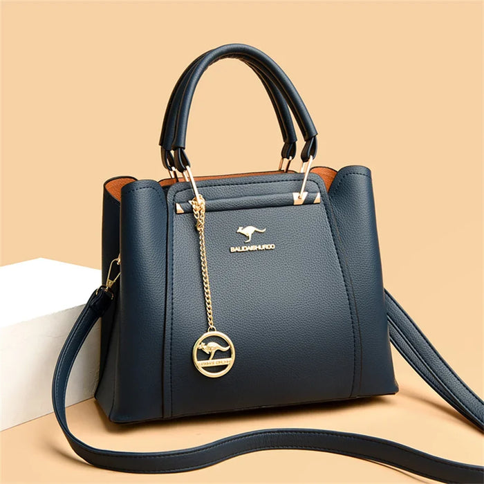 Women’s PU Leather Tote Bag – Fashion Soft Casual Handbag with Zipper Closure - Samanta Factory