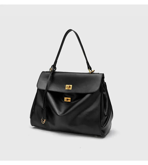 Microfiber Leather Shoulder Bag – Large Square with Lock SF