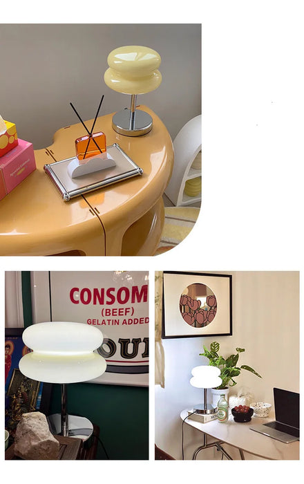Modern Stained Glass Table Lamp – Touch Control LED Bedside Lighting - Samanta Factory