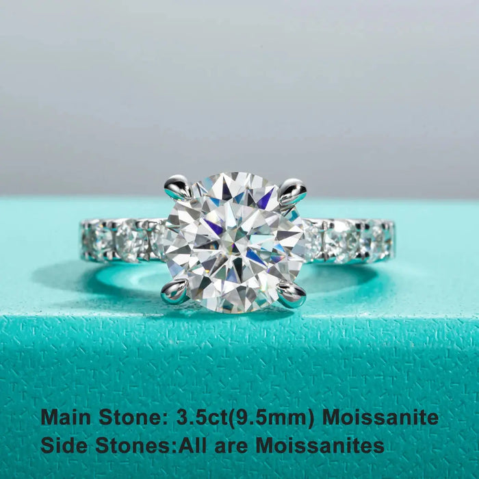 4.3CTTW Moissanite Engagement Ring – D Color Lab-Certified 925 Sterling Silver SF