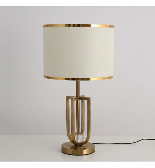 European-Style Bedside Table Lamp – Fabric Shade with Crystal Accent - Samanta Factory