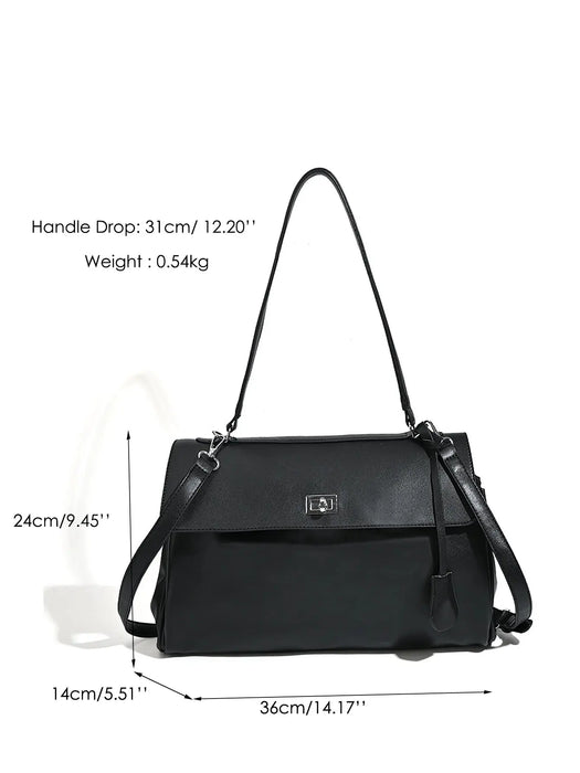 PU Leather Shoulder Bag - Lock Flap Crossbody Design SF