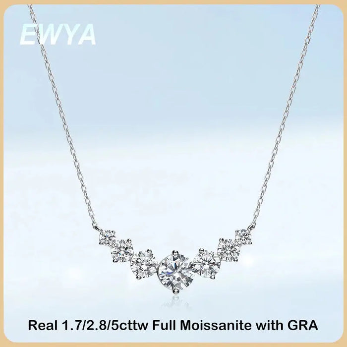 Moissanite Pendant Necklace – 7-Stone 925 Sterling Silver D-Color VVS1 SF