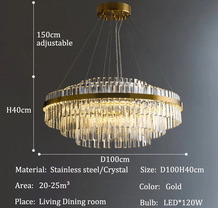 Modern Luxury LED Crystal Chandelier – Dimmable Remote-Controlled Ceiling Light - Samanta Factory