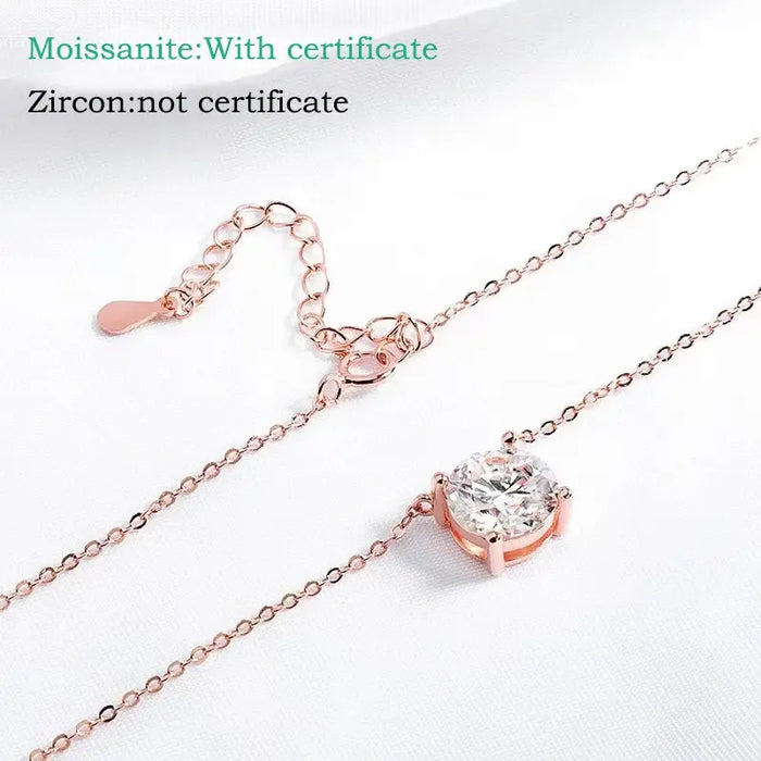 Moissanite Solitaire Necklace – Certified VVS1 Round Stone SF