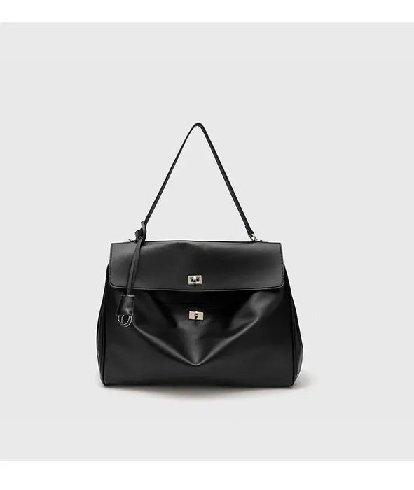 Microfiber Leather Shoulder Bag – Large Square with Lock SF