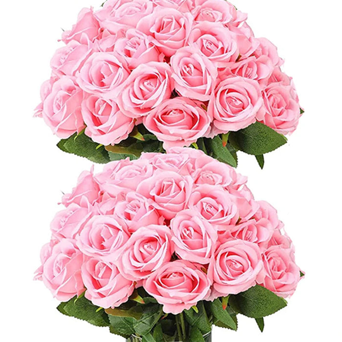 Velvet Artificial Roses – Real Touch 50PCS Bouquet for DIY & Decor Samanta Factory