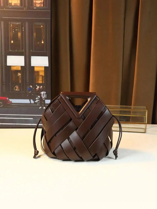 Woven Design Women Handbag, Tote Basket Bag, High-End Niche Inverted Triangle Shaped Fashion Commuter Bag, Casual Style SF