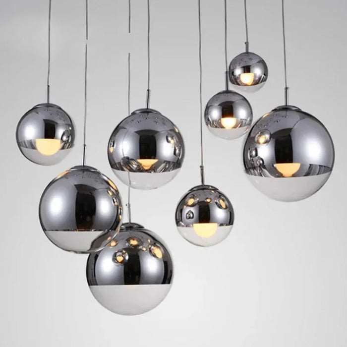 Glass Pendant Light – Mirror Finish with E27 LED Compatibility - Samanta Factory