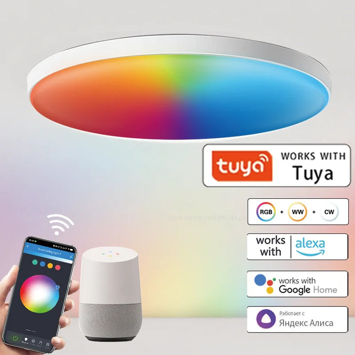 Smart RGB WiFi Ceiling Light with Dimmable LED and Adjustable Colour