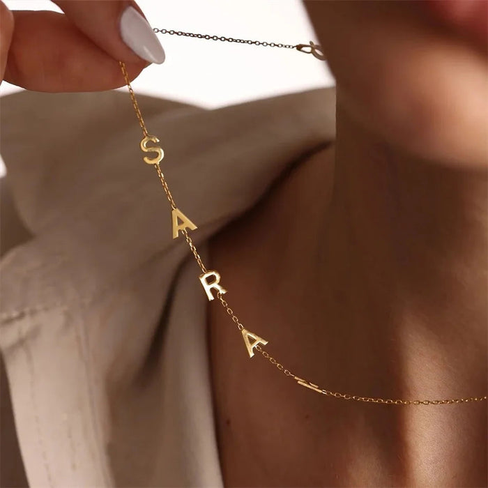 Custom Name Necklace – Gold Letter Pendant for Women SF