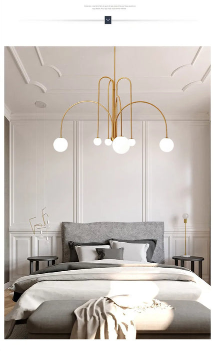 Modern LED Chandelier – Frosted Glass Pendant Light for Elegant Interiors - Samanta Factory