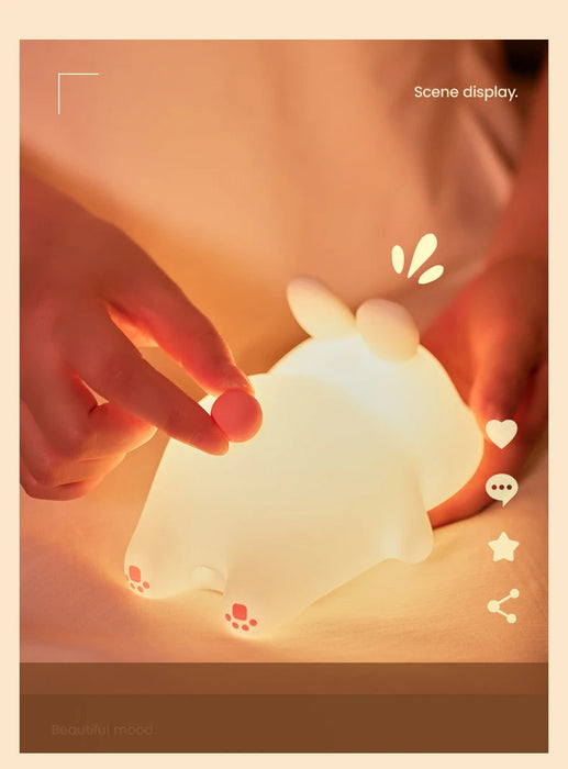 Cute Rabbit Night Light Silicone Lamp – Touch Sensor Soft LED Kids Sleep Light SF