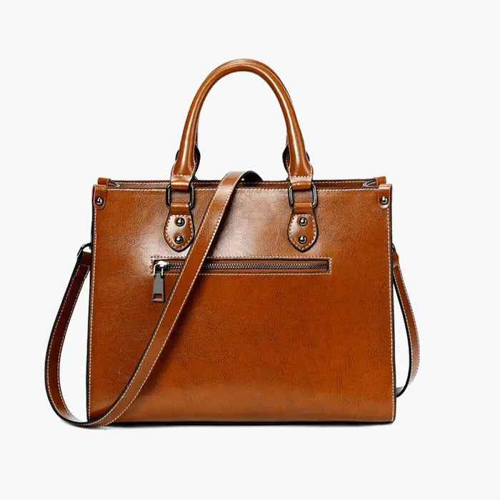 Women’s Leather Tote Bag – Fashion Box-Shape Handbag SF
