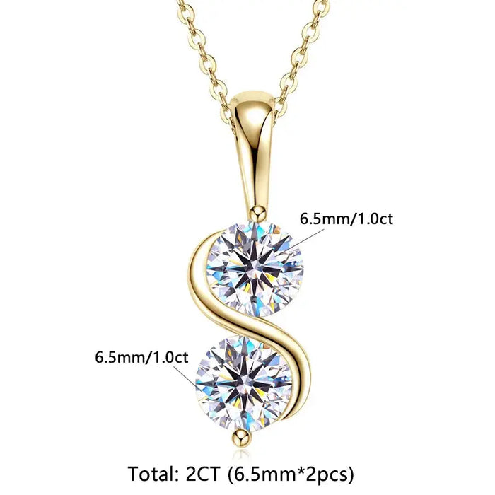 Moissanite Pendant Necklace – Twisted Round-Cut D-Color VVS1 SF
