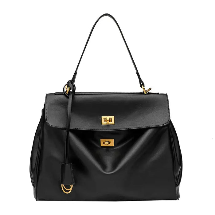 Microfiber Leather Shoulder Bag – Large Square with Lock SF