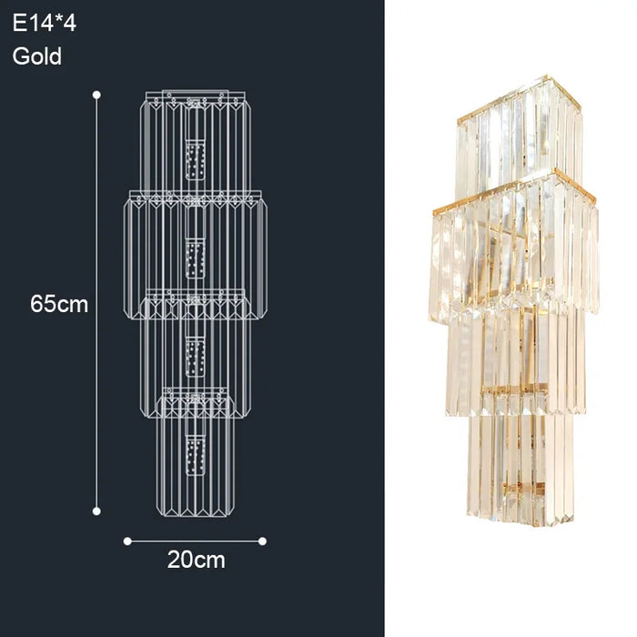 Crystal Wall Lamp – Modern Gold LED Lighting for Dining & Bedroom - Samanta Factory