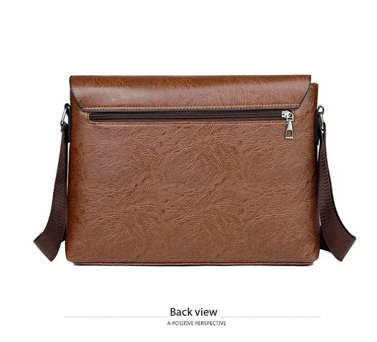 Men’s Business Satchel Bag – Slim PU Leather Shoulder Bag SF