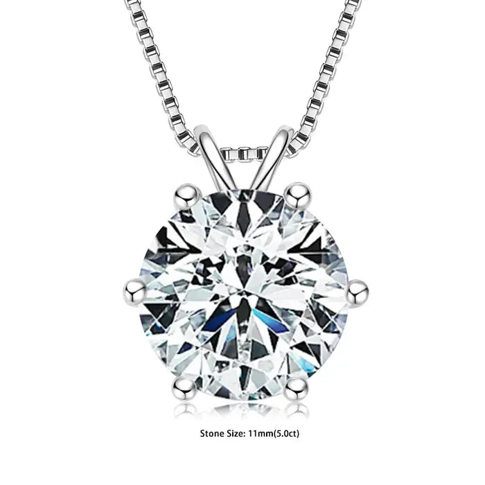 Moissanite Pendant Necklace – D-Color Round Solitaire SF