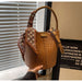 PU Leather Knitted Bucket Bag – Soft Casual Messenger Handbag for Women - Samanta Factory