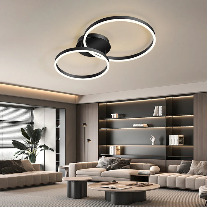 Modern LED Chandelier – Dimmable Semi-Flush Mount with Remote Control - Samanta Factory