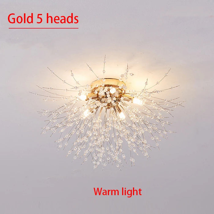 Crystal Dandelion Ceiling Light – 4-Light Nordic Chandelier for Living Room & Dining Room SF