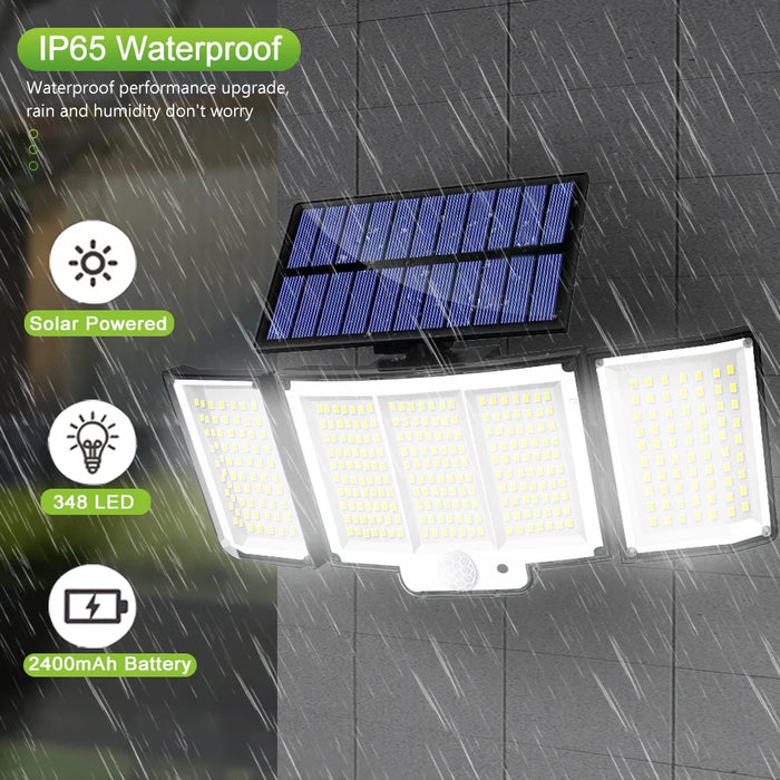 Solar Security Light – 3-Head Motion Sensor with Super Bright 348 LEDs - Samanta Factory