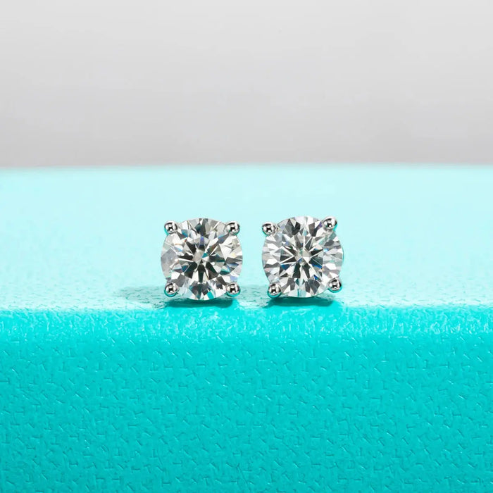 10K Gold Post Moissanite Stud Earrings with GRA Certificate SF