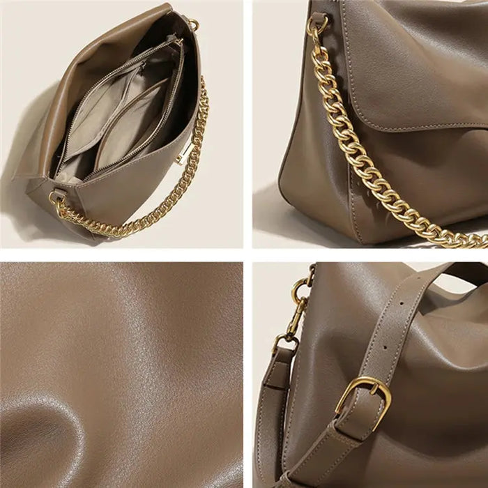 Leather Crossbody Bag - Vintage Soft Flap Style SF