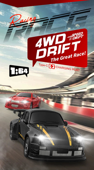1/64 Mini RC Car – 2.4G 4WD High Speed Drift Remote Control GTR Racing Model SF