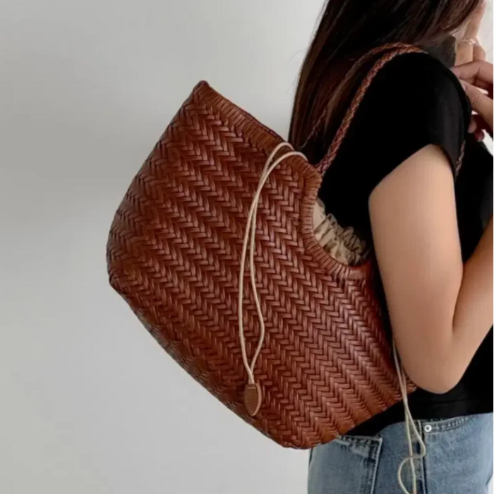 Hand-Woven Tote Bag – French Style Basket Shoulder Bag SF