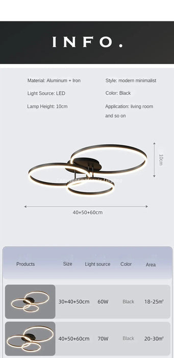 LED Ceiling Light – Art Deco Aluminum Design with Dimmable LED Bulbs - Samanta Factory