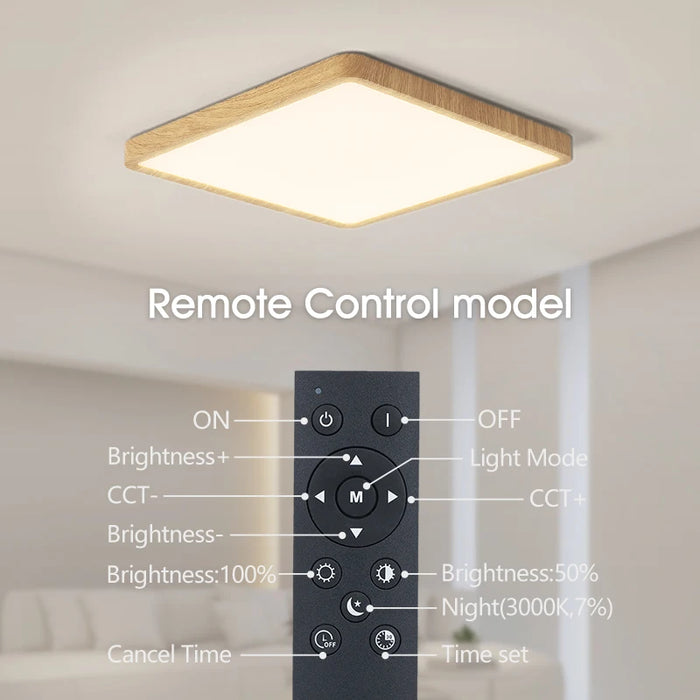 MARPOU Tuya Smart LED Ceiling Lamp Wood Grain App Voice Control Alexa/Google Remote Control Square Ceiling Lights Living Room - Samanta Factory