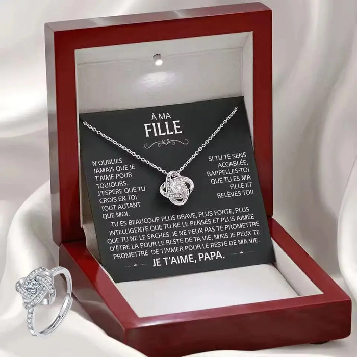 Heart Knot Pendant Necklace – Sparkling Zircon Gift for Daughters SF