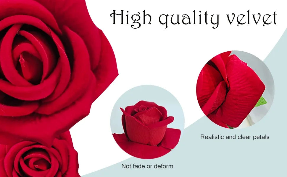 Velvet Artificial Roses – Real Touch 50PCS Bouquet for DIY & Decor Samanta Factory