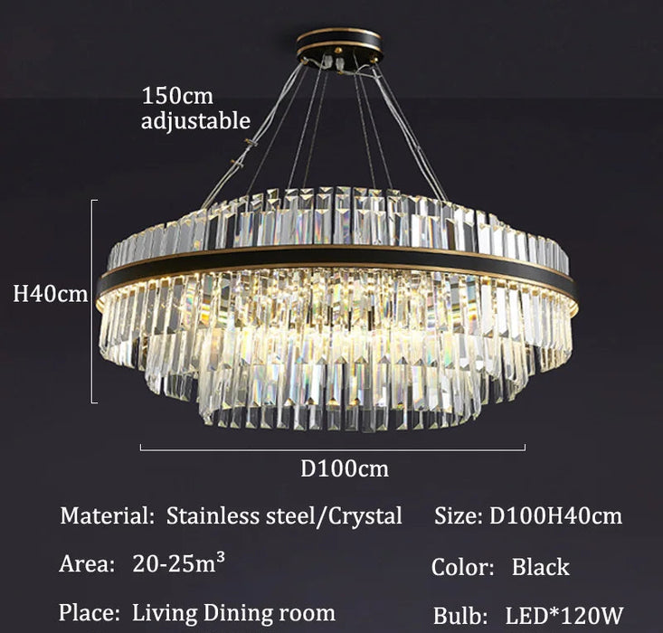 Modern Luxury LED Crystal Chandelier – Dimmable Remote-Controlled Ceiling Light - Samanta Factory
