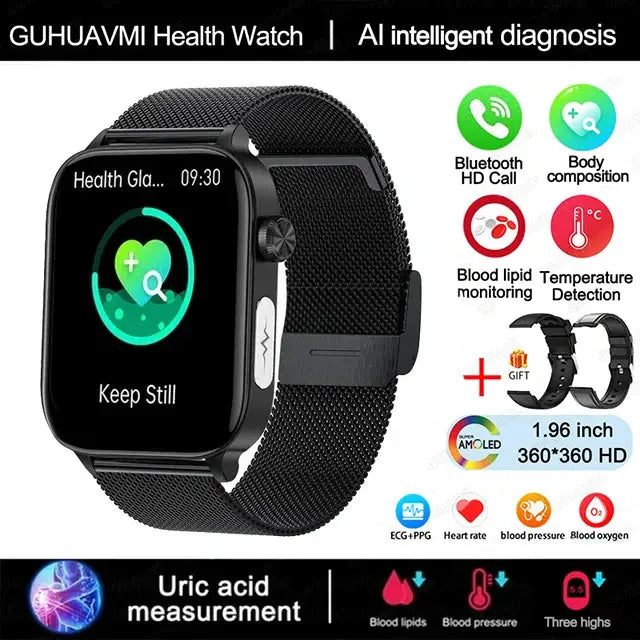 ECG Health Smartwatch – AMOLED Display & AI Voice Calling SF