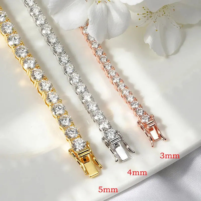 Moissanite Tennis Bracelet – 18K Gold Plated S925 Sterling Silver SF