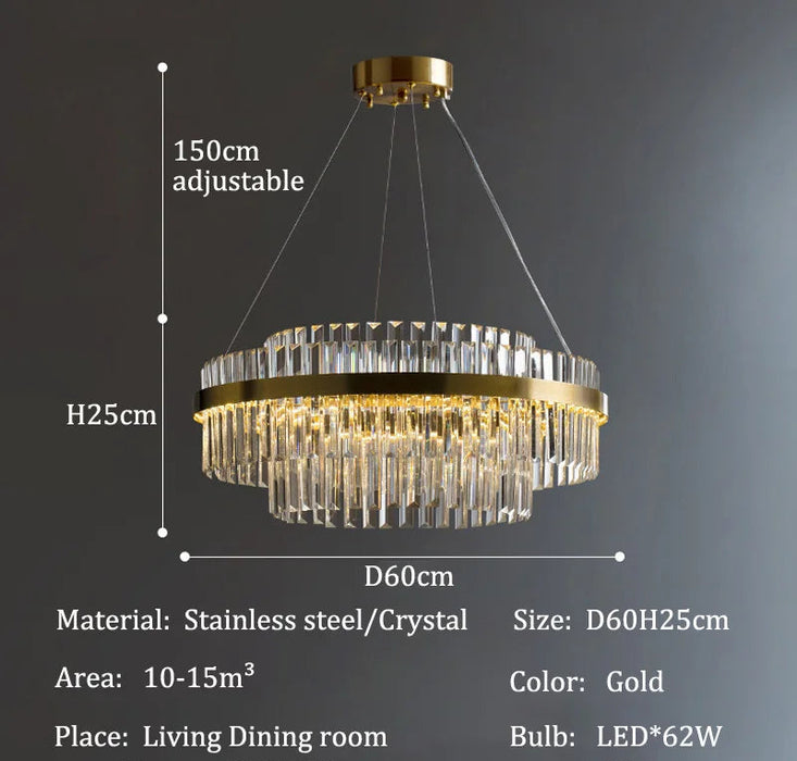 Modern Luxury LED Crystal Chandelier – Dimmable Remote-Controlled Ceiling Light - Samanta Factory